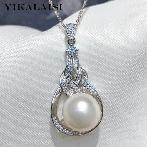 YIKALAISI 925 Sterling Silver Necklaces Jewelry For Women 11-12mm Oblate Natural Freshwater Pearl Pendants New Arrivals