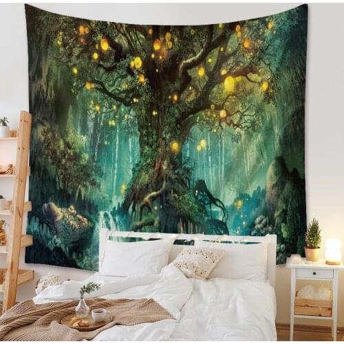 Green Giant Tree Pattern Home Decoration Background Cloth Bohemian Tapestry Bedroom Living Room Decoration Wall Cloth