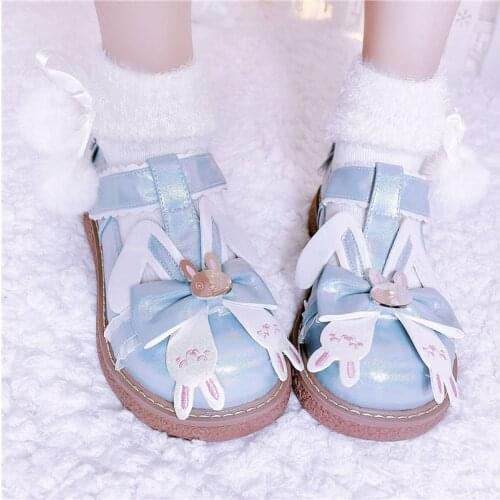 Rabbit Ear Design Sweet Girls Female Kawaii Tea Party Japanese Cute Anime Lolita Shoes Student Shoes Feminine Cosplay Loli Flats