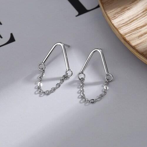 Women Jewelry Chain Earrings 2021 New Design Silvery Plating Fashion Statement Metal Dangle Drop Earrings For Girl Lady Gifts
