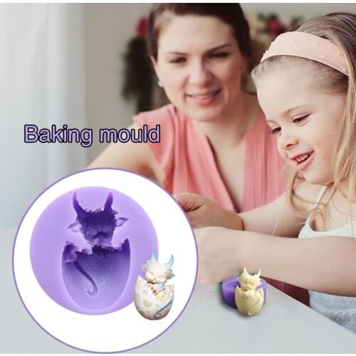 1PC Silicone Cake Mold Cute Dragon Egg Mold DIY Crystal Epoxy Chocolate Baking Mold Cake Molds For Dessert DIY Jelly Dome Mousse