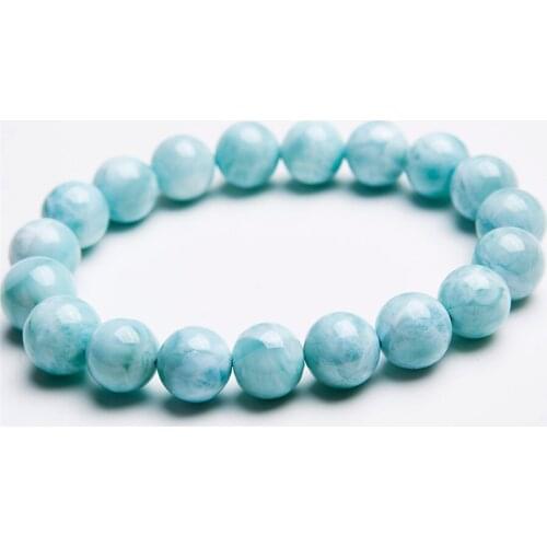 10mm Blue Natural Larimar Bracelets For Women Female Stretch Crystal Round Bead Natural Stone Bracelet