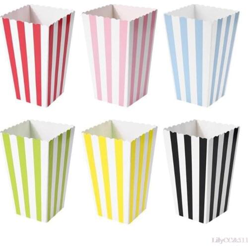 12pcs Colorful Dot Wave Striped Paper Popcorn Boxes Candy Wedding Birthday Party Supplies