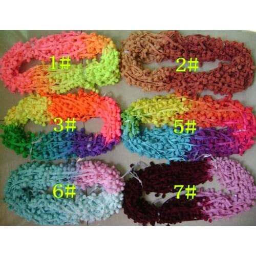 18 Meters/Pack Mix Coloured 12mm Pom Pom/ Bobbles Ball Fringe Braid Trim Lace,Handmade DIY Scraf & Curtain Accessories, MG46