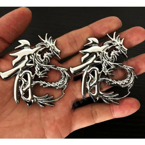 2pcs Metal Chrome Chinese Dragon Character Car Emblem Badge Sticker Decal