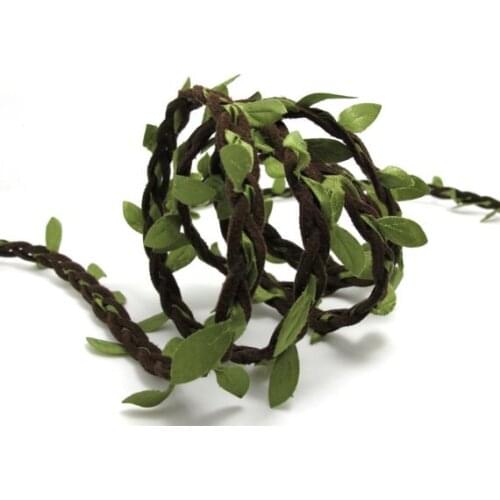 3 Yards 5/8 Inch Braided Faux Suede Leather with Leaves|Braided Twine|Twisted Cord|Twine Headband|Leaf Trim|Headband Leaves