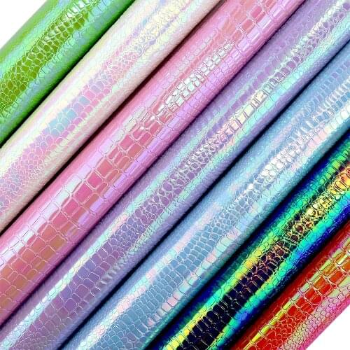 30x134cm Roll Iridescent Crocodile Skin Textured Faux Synthetic Leather Fabric DIY Earrings Supplies Craft BH083