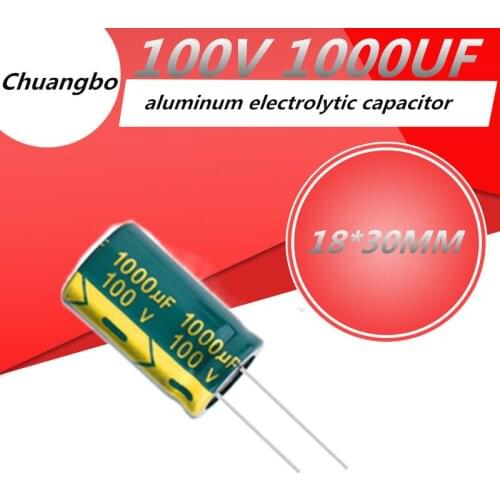5-10pcs Higt quality 100V 1000UF 18*30MM low ESR/impedance high frequency aluminum electrolytic capacitor 100V 1000UF 18*30MM