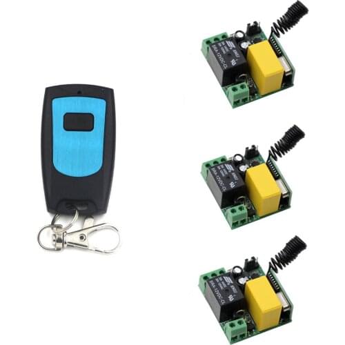 AC 220V Wireless Remote Control Switch 1CH Relay Teleswitch Power ON/OFF 3Pcs Receiver + Remote Transmitter Learning Code