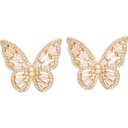 Bettyue Hollow Out Style Butterfly Shape Charming Earring Wedding Party For Female Ingenious Jewelry With Cubic Zircon Gift