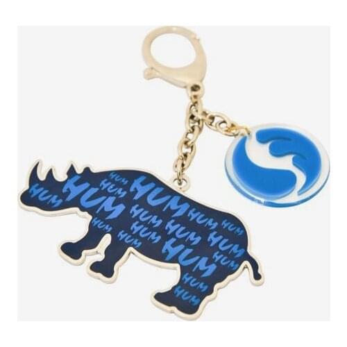 Water Blue Rhinoceros Hum Keychain fengshui amulet Rhino Key chain