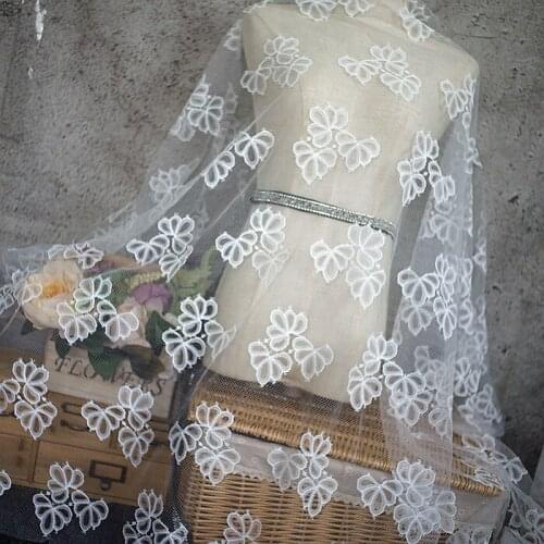 Black And White Perspective Mesh Lace Fabric DIY Handmade Decoration Clothing Fabric Home Textile Curtain Background Decorative