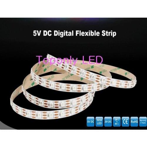 IP20 DC5V RGB Digital Flexible LED Strip with Built-in 2812 IC SMD5050 60leds/m 3m/reel 10reel/lot 2017 DHL free shipping