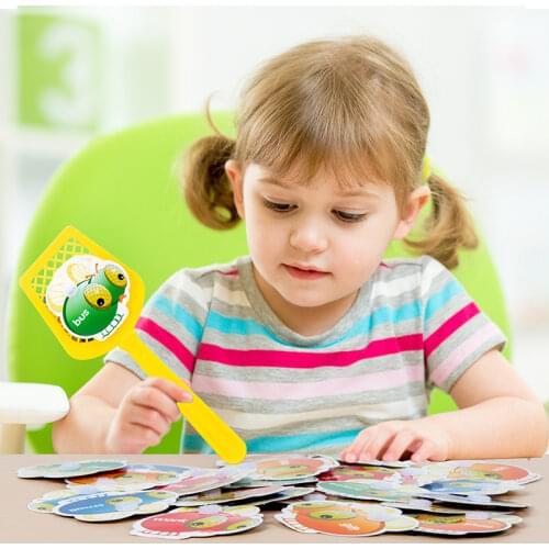 Kids montessori baby learn english word cards swatting flies game Educational interactive Toys Words Table Game Card for Kids