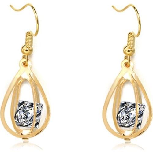 Elegant and Charming water drop Rhinestone Full Crystals gold Earrings for Women Girls Statement Piercing Jewelry ERN-1153