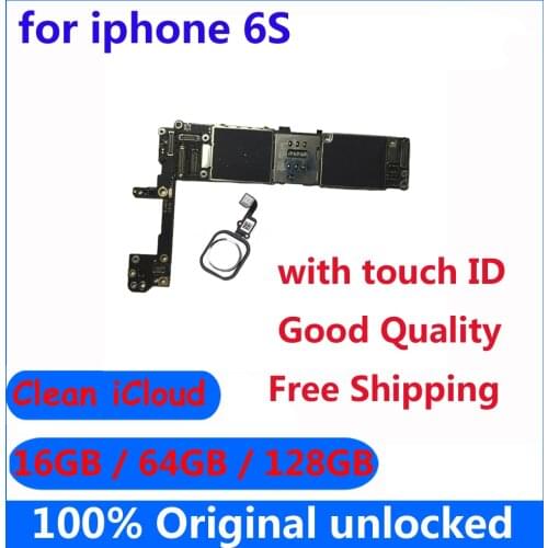 Good Tested for iphone 6s Mainboard with / without Touch ID16GB 32GB 64GB 128GB 100% Original unlocked for iphone 6S Motherboard