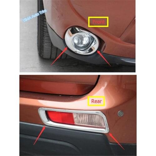 Lapetus Car Styling Chrome Front + Rear Fog Lights Lamp Frame Cover Trim 4 Pcs Fit For Mitsubishi Outlander EX 2013 2014