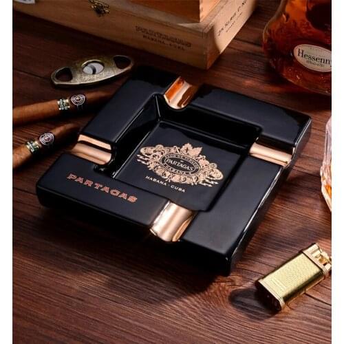 Ceramic Cigar Ashtray Big Ashtrays Household Luxury 4 Slot Cigar Holder Tobacco Cigarette Smoking Accessories Living Room