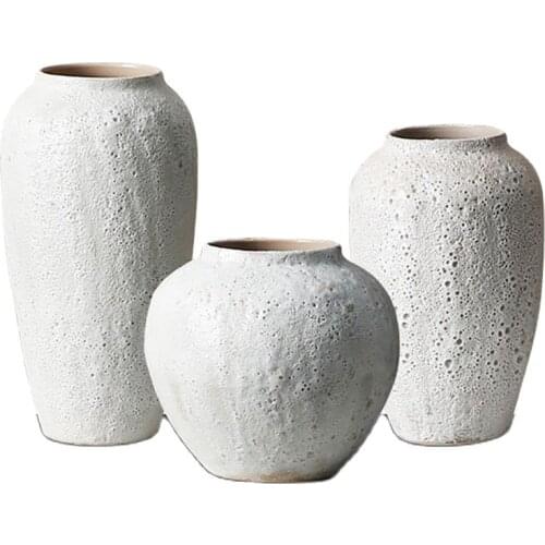 Jingdezhen Retro Ceramic Vase White Large Vase Decoration Luxury Nordic Vases Modern Home Living Room Decoration Accessories
