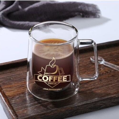Classic Double Glass Coffee Mug Milk Tea Table Cup Cafe Drinkware Nice Gifts