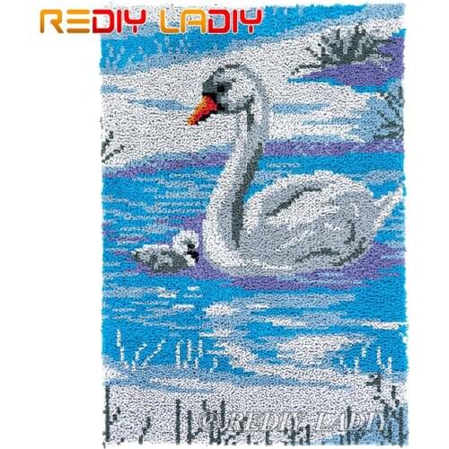 Latch Hook Rug Chunky Yarn Tapestry Kits DIY Carpet Rug Goose Lake Knitted Floor Mat Crocheting Cushion Arts & Crafts 57*86cm