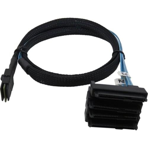 Mini SAS 36-Pin SFF 8087 to 4 SAS 29-Pin SFF-8482 Cable with 15-Pin SATA Power Hard Drive Cable Connecter Support