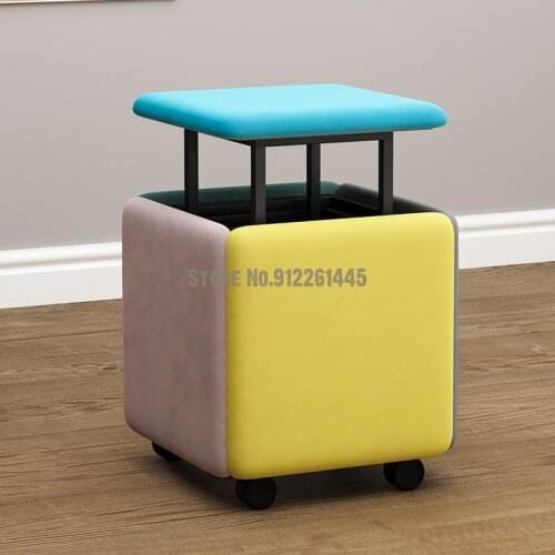 Multifunctional five in one small stool magic square stool household sofa living room tea table simple fabric storage folding co
