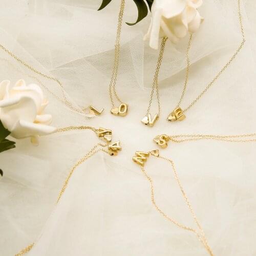 Rinhoo Fashion Simple 26 Letter Heart Initial Pendant Necklace For Women Clavicle Chain Birthday Party Jewelry Gifts Accessories