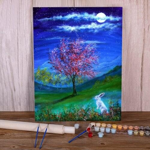 Natural Scenery Lucky Rabbit DIY Paint By Numbers Package Oil Paints 50*70 Canvas Pictures Home Decor Adults Handicraft