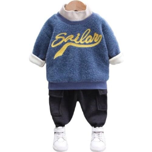 New Autumn Winter Baby Girls Clothes Children Boys Thick Cotton Sweater Pants 2Pcs/sets Toddler Fashion Costume Kids Tracksuits