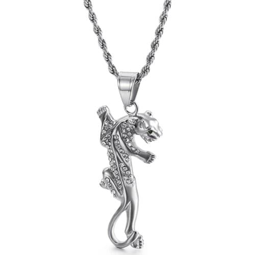 New European and American hip-hop pendant leopard head hanging hiphop titanium steel jewelry