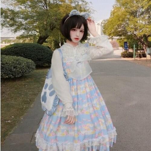 Kawaii Lolita dress JSK sweet girl soft sister Japanese lace cute suspender Sleeveless dress autumn and winter