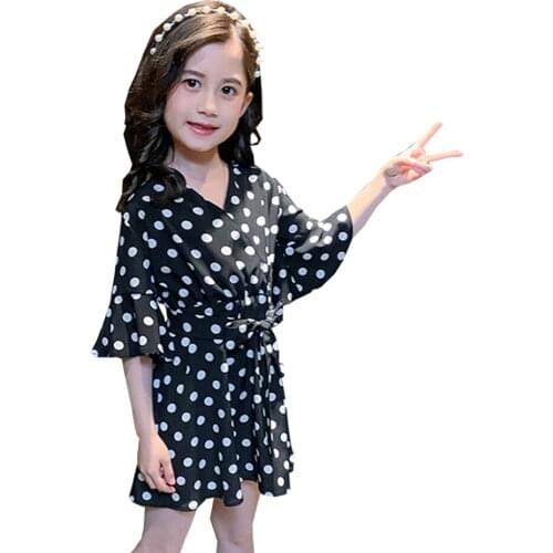 Dresses For Girls Dot Pattern Dress For Girls 2021 Party Dress For Children Summer Childrens Clothing 6 8 10 12 14