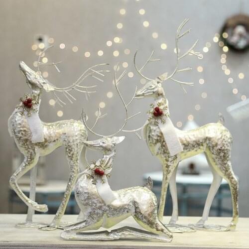 Christmas wrought iron golden elk decoration ornaments living room shopping mall window hotel lobby decoration elk decorations
