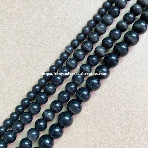 2lots more 10% off ! Natural Moon Stone Black Cat Eye 15" Round Loose Beads 4 6 8 10 12mm Pick Size For Jewelry Making DIY
