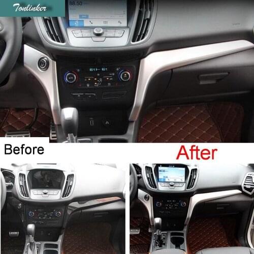 Tonlinker 2 PCS DIY Car Styling ABS matte the control beside of sticker Cover Case Stickers for FORD KUGA 2017 part Accessories