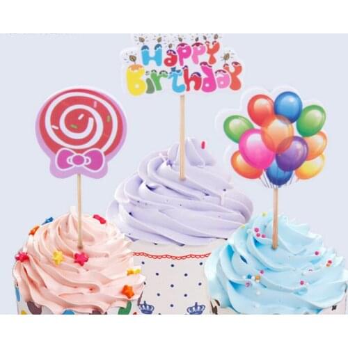 12Pcs/Bag Cake Happy Birthday Party Decorations Small Balloon/Love Cake Insert Cards Oval-Shaped Colorful Balloon Lovely Gift