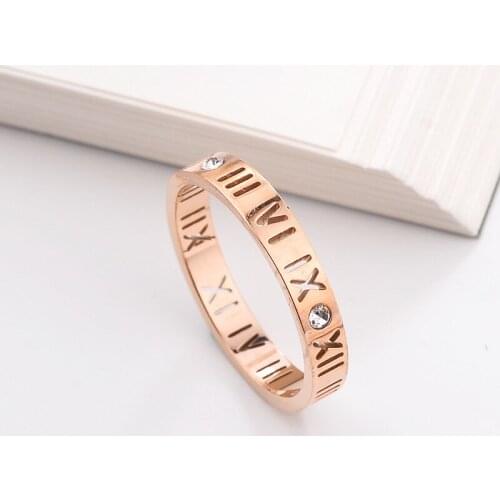 Ornaments Roman Numeral Gold Titanium Steel Ring Female Accessories Hand Decorate Ring