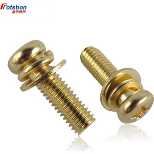 M3 Cross Recessed Small Pan Head Screw Single Coil Spring Lock Washer Assemblies Color Zinc Plated Screws Nut DIN6900 ISO10664