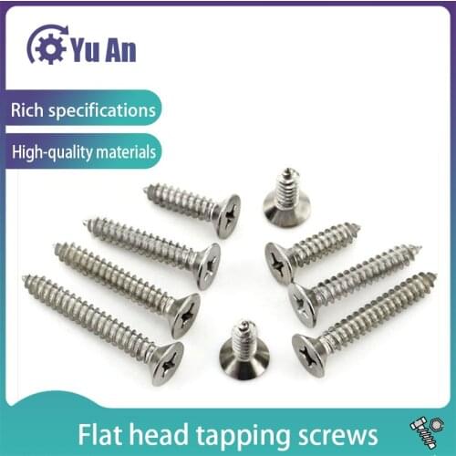 201 Stainless Steel Cross Countersunk Head Self-tapping Screw Long Screw KA Philips Flat Head Tapping Screws M3M4M5 50pcs
