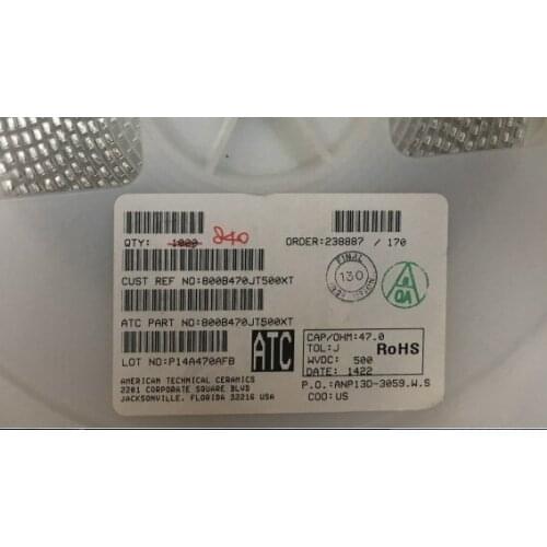 800B470JT500XT Chip high frequency capacitor ATC 3225 1210 47PF 500V