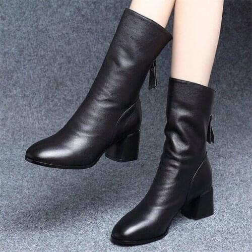 2021 Womens Shoes Luxury Chelsea Boot Women Leather Boot Chunky Winter Shoe Platform Ankle Boots Thick Heel Brand Designer
