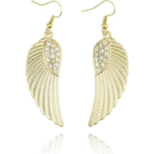 LOVBEAFAS Fashion Angel Wing Long Drop Earrings For Women Fine Jewelry Vintage Ethnic Bohemian Crystal Earrings