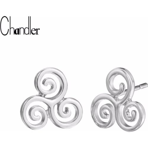 Chandler 1PCS Triskelion Stud Earrings For Women Statement Geometrical Circle Punk Maxi Jewelry Alloy Zinc Fashion Accessaries