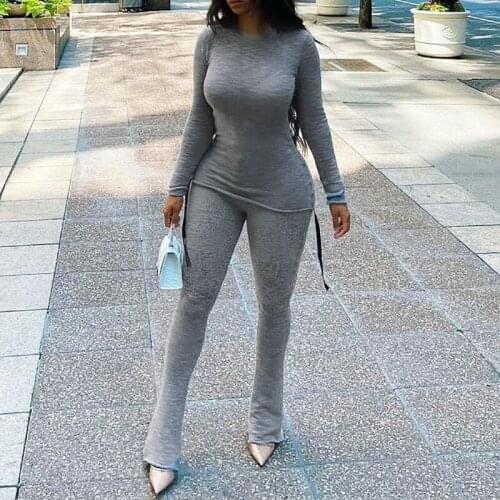 Zoctuo Drawstring Long Sleeve Tops Pants Set Womens 2 Piece Casual Skinny Jogger Pant Suit Fashion 2021 Autumn Clothing Outfits