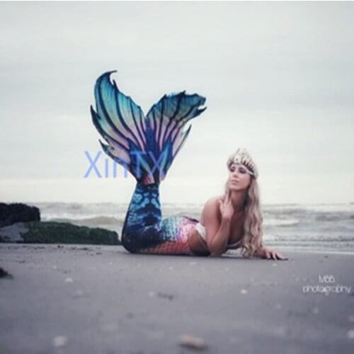 Adults HD Printing Big Black Pearl Mermaid Tail Skin Swimming Dress for Cosplay Photo Shooting Beauty Women Tail Can Add Monofin