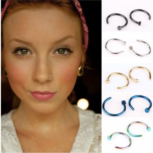 1Pcs C Shaped Fake Nose Ring Hoop Septum Rings Stainless Steel Nose Piercing Fake Piercing Oreja Pircing Jewelry Non-Pierced