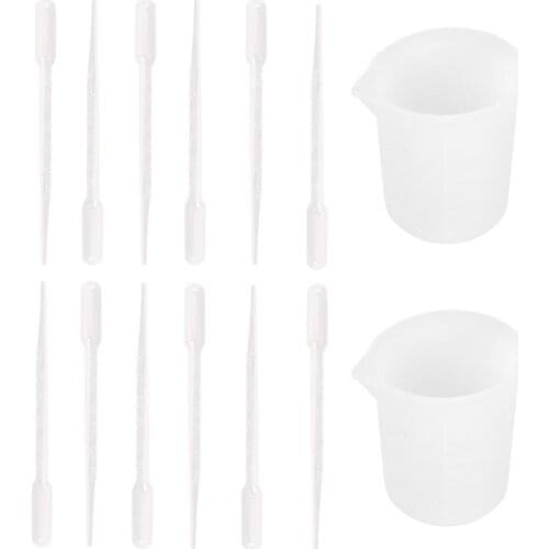 14Pcs Silicone Mixing Cup Epoxy Resin Silicone Measuring Cup Plastic Dropper Kit