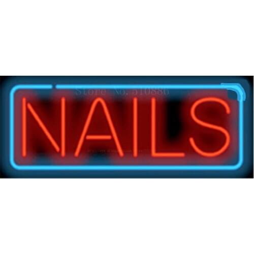 17*14" Large Nails NEON SIGN REAL GLASS BEER BAR PUB LIGHT SIGNS store display Restaurant shop beauty Advertising Lights