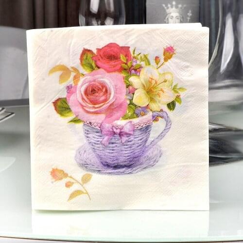 20pcs festive party tissue napkins flower paper napkins food decoration
